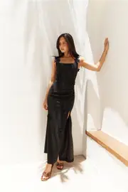 Noir Blossom Maxi Dress Black
