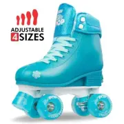 Crazy Skates GLITTER POP Size Adjustable TEAL Quad Rollerskates for Girls Kids