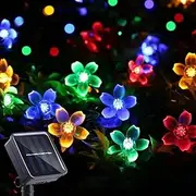 Solar String Lights, 7M 50LED Cherry Blossom Fairy Lights, Outdoor Waterproof, Solar Cherry Blossom Lights, Garden Fairy Lights for Fence, Garden, Yard, Tree, Christmas Tree Decoration (Multi-Color)