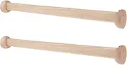 TINEASUR Clothes Hanger Rack 2pcs Wooden Closet Rods Sturdy Thicken Wardrobe Rail Home Office Accessory