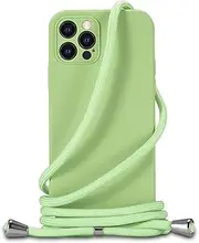 Handodo Food Grade Silicone Crossbody Phone Case for iPhone 11 Pro Max, Adjustable Shoulder Strap Shockproof Protector Case Full Body Protection Silky-Soft Touch Protective Cover (Mint Green)