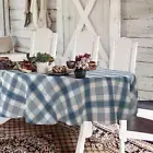 Buffalo Plaid Oval Tablecloth 60X84 Inch, Blue and White Country Tablecloth Clas