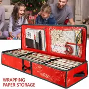 Christmas Wrap Wrapping Organizer Decoration Paper Storage Bag Tidy Gift AU