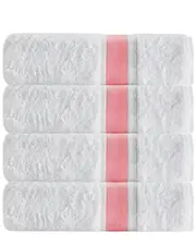 DePera Home Set of 4 Unique Salmon Stripe Bath Towels