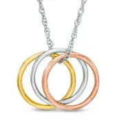 Triple Open Circle Pendant in 10K Tri-Tone Gold