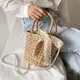 今年流行包包2022新款潮時尚女夏季草編斜挎包小眾設計手提水桶包