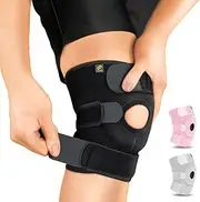 Bracoo Knee Support, Adjustable Neoprene Knee Brace with Open-Patella Stabiliser Ring for Arthritic Pain Relief, Sports Injury Recovery, Protection Reinjury, Workout, KS10, Black