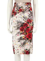 Floral Pattern Midi Knit Skirt