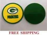 PACKERS NFL FOOTBALL 2 BEER BAR TOP SPILL MATS RUBBER COASTERS NEW