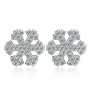 2PCS Copper Design Creative Snowflake Stud Earrings for Women Trendy Elegant Party Jewelry