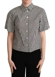 Dolce & Gabbana Elegant Black and White Patterned Cotton Women's Polo Authentic