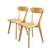 Levede 2x Rubberwood Dining Chairs Natural