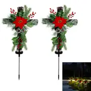 2pcs Christmas Tree Solar Light Ground Light Patio Walkway Lamp Outdoor Garden Decor