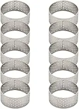 Voniecop 10Pcs 4.5cm Round Stainless Perforated Seamless Tart Ring Quiche Ring Tart Pan Pie Tart Ring with Hole Tart Shell Ring
