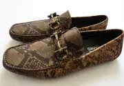 SALVATORE FERRAGAMO Python Snakeskin Leather Loafers Shoes 8.5 US 41.5 EU 7.5 UK