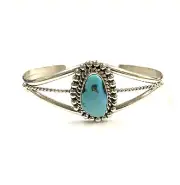 Navajo Native Blue Ridge Turquoise Sterling Silver Handmade Bracelet Dave Skeets
