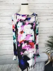 NWT One Teaspoon Slit Button Cuff Water Color Print Posion Shirt Dress SZ XS