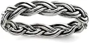 [JewelryWeb] 925 Sterling Silver Solid Artisan Oxidized Polished Weave 3.5mm Womens Ring Band Style-Ring for Women