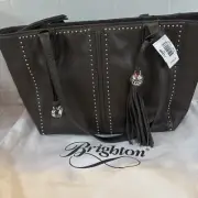 Brighton JAX Tote Pewter NWT & Dustbag Organizer Zip Pouch Lots Of Pockets