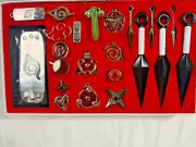 22pc Leaf Village Naruto Ninja Cosplay Kunai Ring Headband Necklace Keychain New
