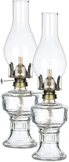 Kerosene Lamp, Retro Classic Kerosene Lamp Clear Glass Classic Lantern Less Oil Lamp Candle Holder Desktop Home Country Weeding Dinner Table Lamp Decoration Gifts