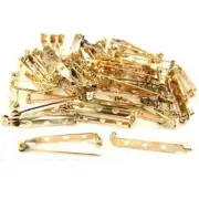 60 Bar Pin Backs Broach Hat Badge Jewelry Safety Parts 1 1/2" x 3/16"