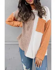 GGP Textured Knit Top With Colorblock Chest Pocket L