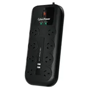CyberPower 8-Port Home Theatre/IT Surge Protector With 2x USB [CPSURGE08USB-ANZ]