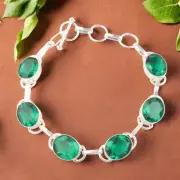 Chrome Diopside Gemstone 925 Sterling Silver Designer Boho Jewelry Bracelet 8"