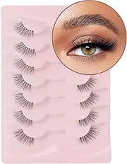 Onlyall Mink Half Lashes Natural Look Wispy Clear Band Eyelashes Pack Half Lash Strip Corner Accent 3D Mink 7 Pairs-C06