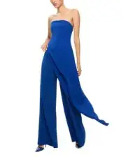 Alice and Olivia Alondra Strapless Jumpsuit Royal Blue Size 2 NEW $495