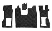 ECO LEATHER BLACK BLUE STITCH RHD FLOOR MATS ENGINE COVER SCANIA R NEXTGEN 2016+