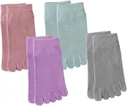 Healeved 4 Pairs Toe Separate Socks Cotton Ankle Socks Cotton Toe Socks Cotton Woman Washable Socks