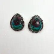 Pear-Shaped Kingman Turquoise Earrings, Navajo Artist, Betta Lee