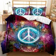 Color Light White Circle 3D Quilt Duvet Doona Cover Set Pillow case Print