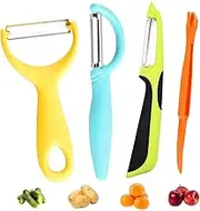 Trez Treamer 3-Pack Peelers for Kitchen,Multi-Purpose Apple Veggie Fruit Carrot Potato Y Peeler Can Opener ，P Vegetable Peeler Bulk Orange Peeler Tool (3 Peelers+1 Orange Peeler)