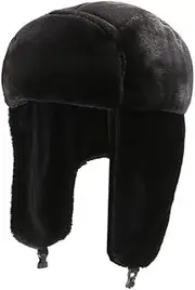 [DoHTeck] Winter Plush Comfortable Trapper Hat, Windproof Hat with Earmuffs, Warm and Cold-Proof for Adults and Men