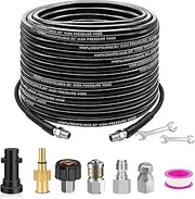 30M/100FT High Pressure Drain Hose, Sewer Jetter Kit Pressure Washer Drain Pipe Hose Cleaning Kit Come with Adapters for Karcher K2-K7 Series,Bosch,LAVOR Household Use Pressure Washer