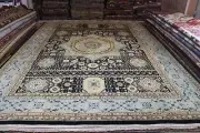 9x12 ft. Fine Quality Handmade Rug, Black Background turquoise Light Blue Color