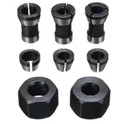 8pcs High Precision Adapter Collet Set 6mm/6.35mm/8mm Collet Chuck Engraving Trimming Machine Router Milling Cutter Tool