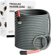 Pressure Washer Hose 100FT 1/4", Kink Resistant Power Washer Hose Compatible with M22 Fittings, Replacement For Most Brand Pressure Washers, 4000 PSI, Grey