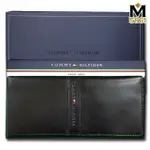 【TOMMY】TOMMY HILFIGER 男皮夾 長夾 中標設計 多卡夾 三鈔層 品牌盒裝﹧黑色