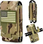 bvya Large Tactical Molle Dual Phone Holster Pouch Belt Carrying Double Case Cover for iPhone 16 Pro Max/16 Pro/16/15 Pro Max/15 Pro/15/14 Pro Max/14 Pro/14/13 Pro Max/13 Pro/13