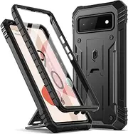 [Poetic] Revolution Case Compatible with Pixel 6 5G, Full Body Rugged Shockproof Protective Cover Case with Kickstand, Built-in Screen Protector Work with Fingerprint ID, Black