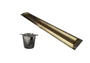 Gold Tile Insert Linear Drain with Hair Trap Set by SereneDrains