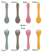 Silicone Baby Weaning Spoon or Weaning Fork Toddler Utensil Training Cutlery 1pk