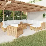 Patio Furniture Sets 12 Piece Garden Lounge Set with Cushions Solid Teak Wood