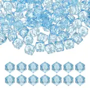 12mm Acrylic Cube Faceted Beads, 100 Pcs Diamond Spacer Beads, Sky Blue
