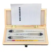 Complete Wooden Box Set Alcohol Meter Glass with Thermometer For Testing Baijiu
