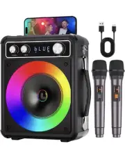 Karaoke Machine Portable Bluetooth Karaoke Speaker with 2 Wireless Microphones
